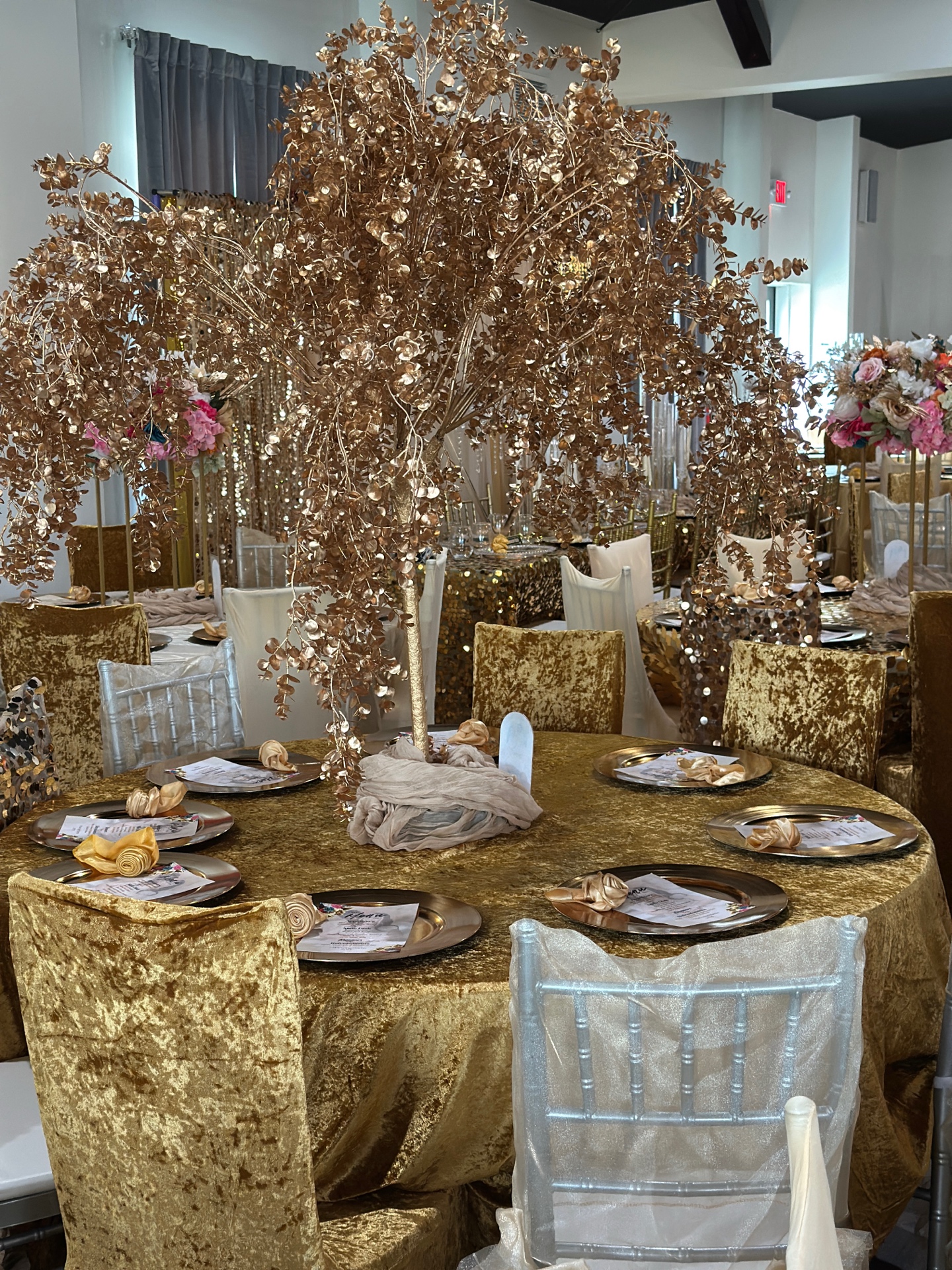 Gold tree centerpieces