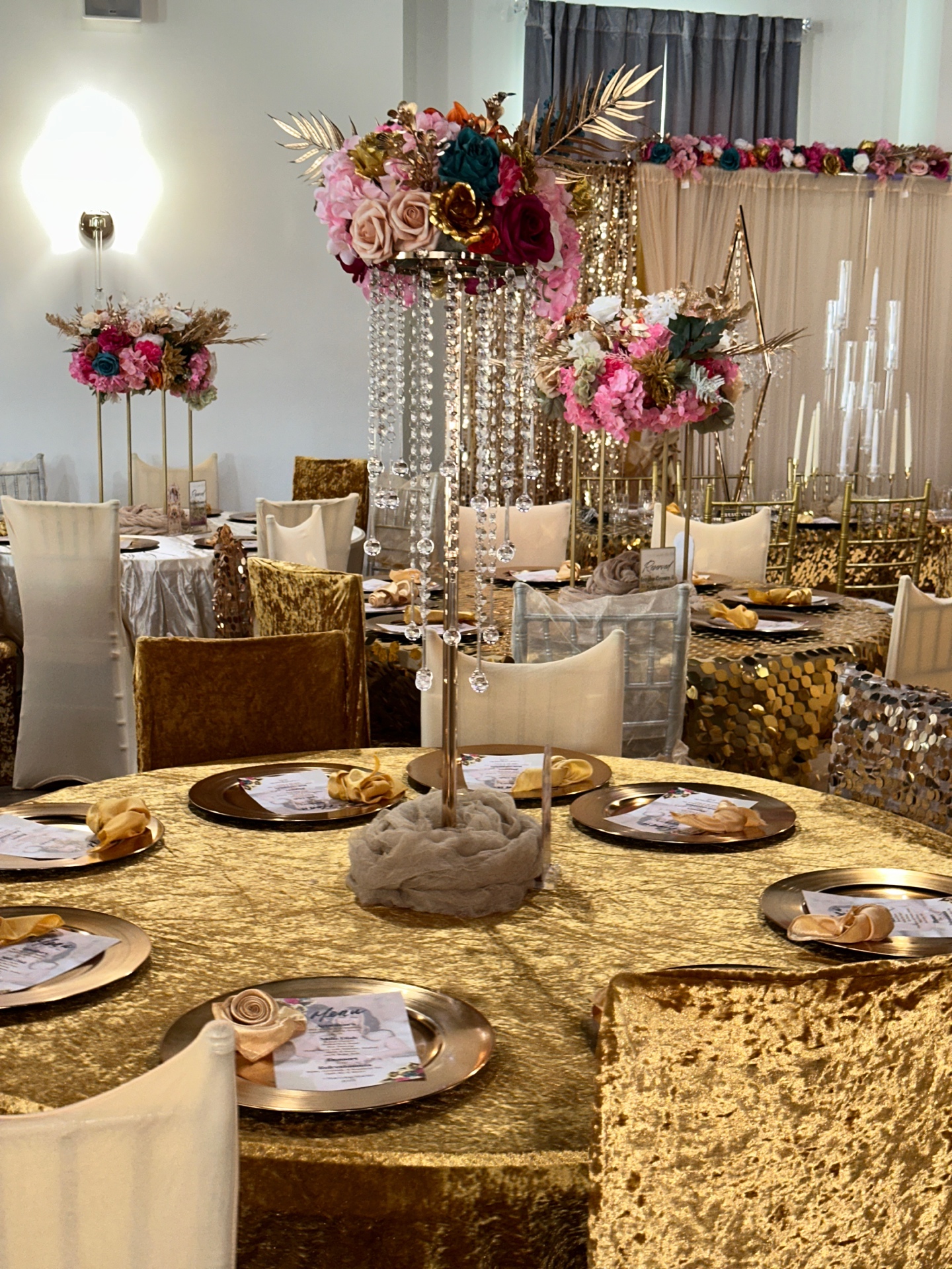Crystal chandelier centerpieces